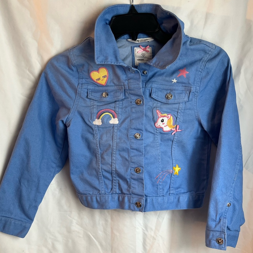 H&M Blue Kids Jean Jacket with Colorful Patches